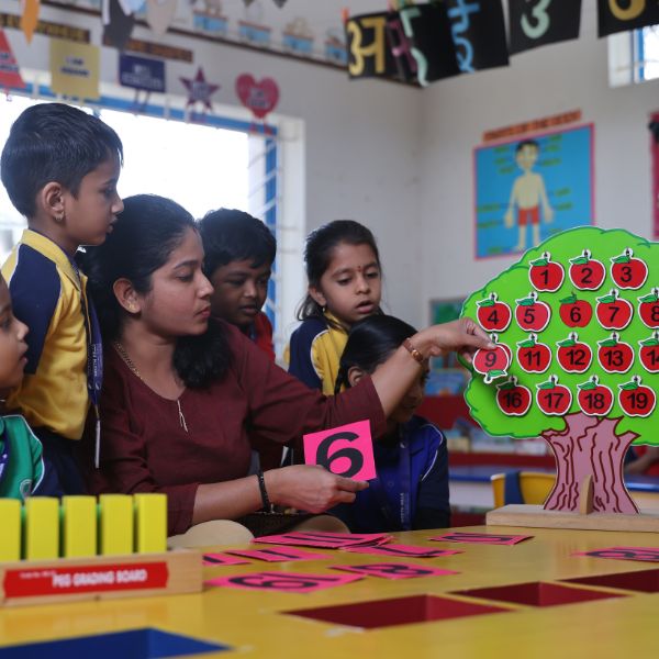 Children learning numbers classroom