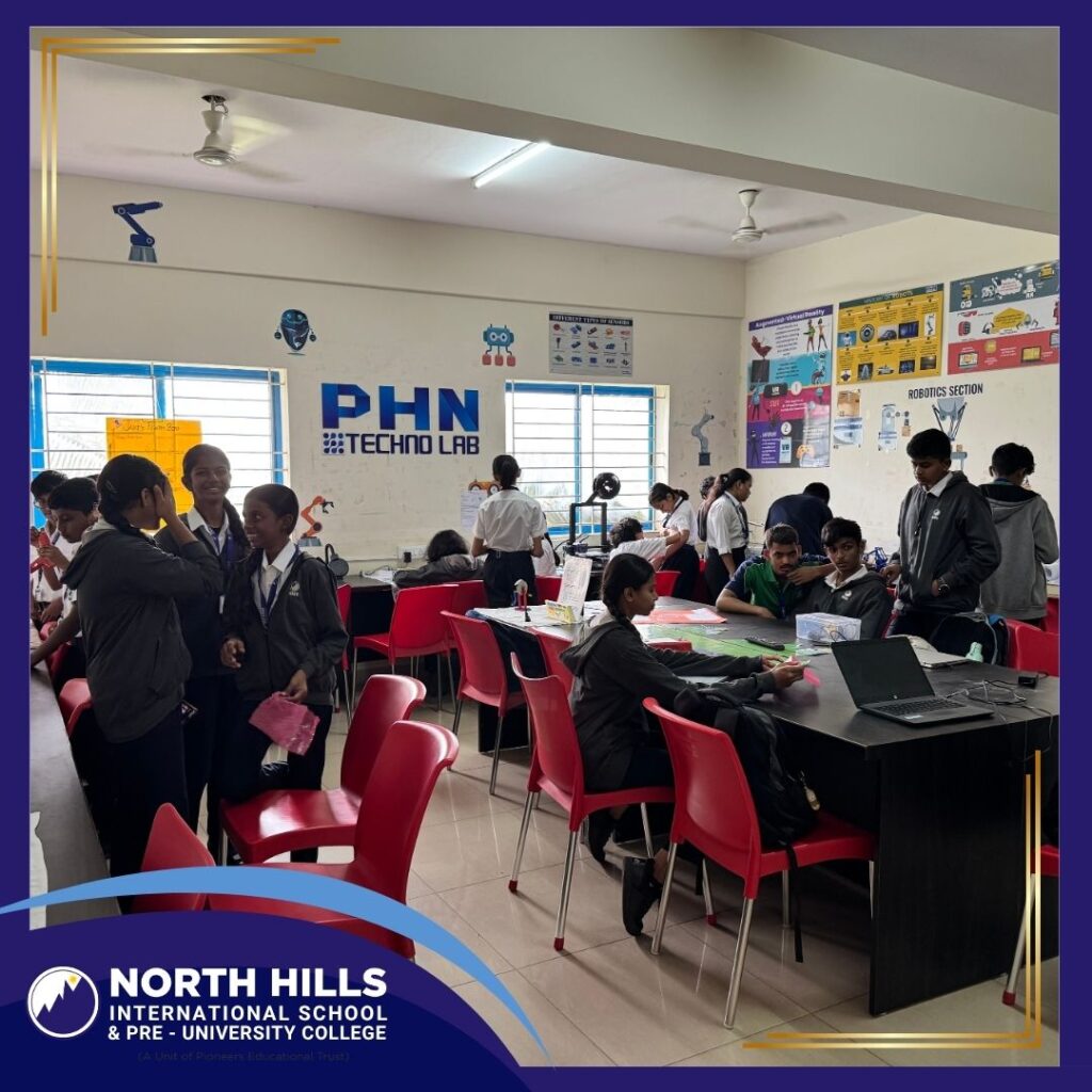 Students attending science exhibition