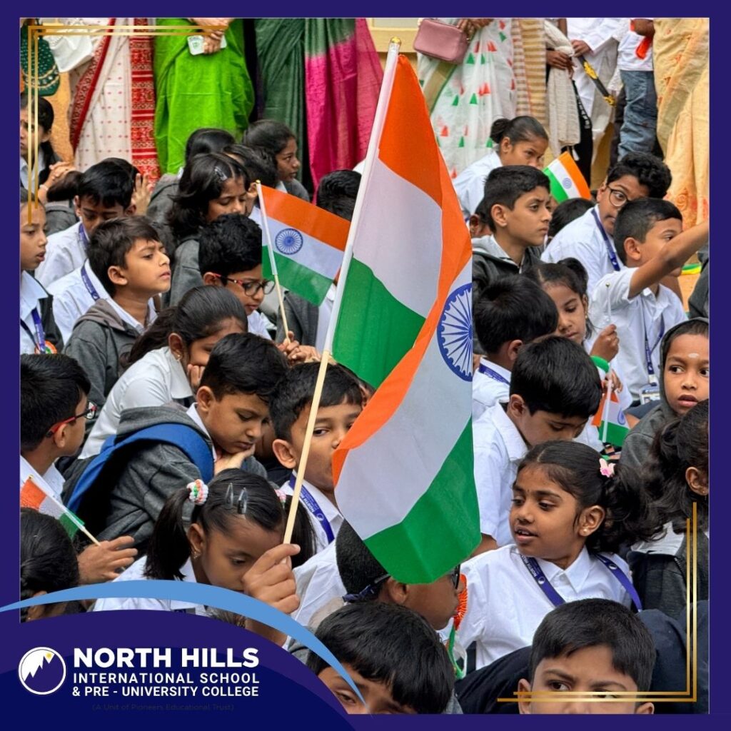 Students holding Indian flag