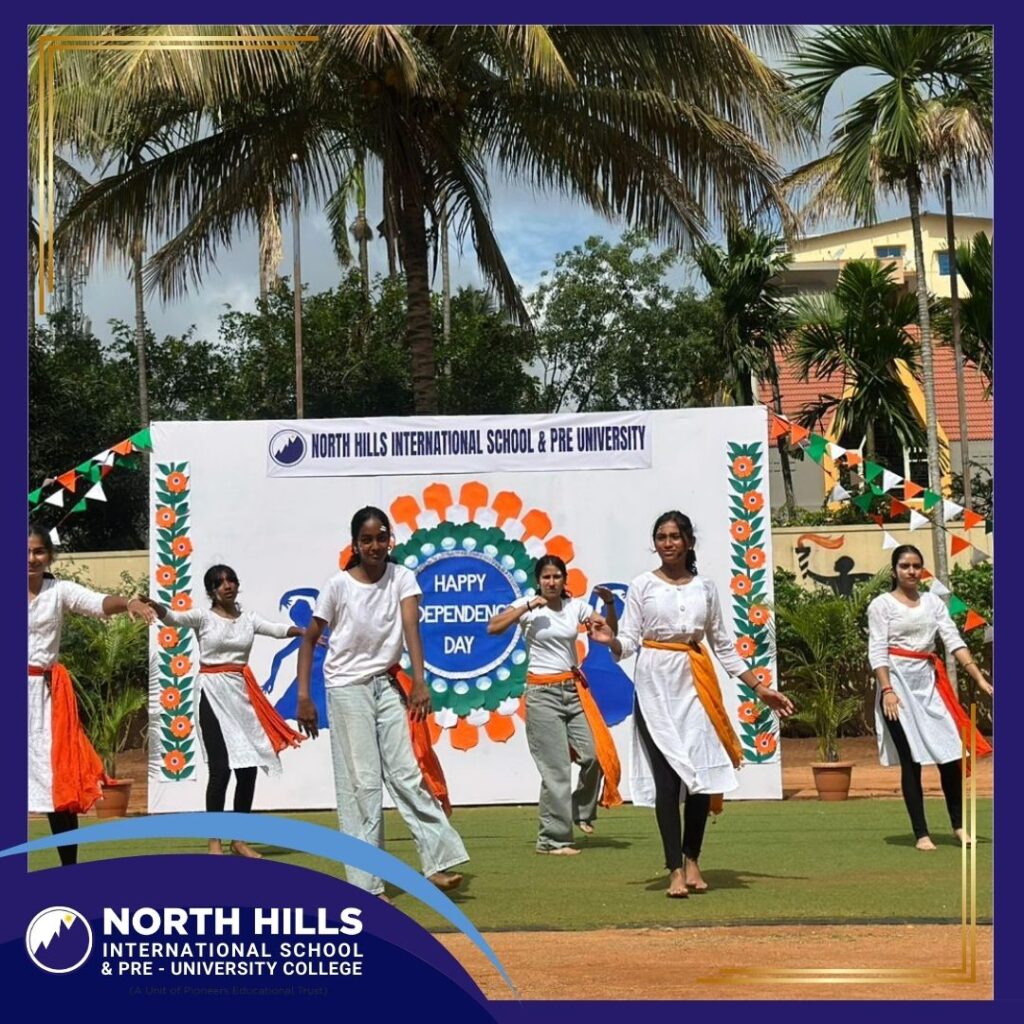 Students performing tricolor dance