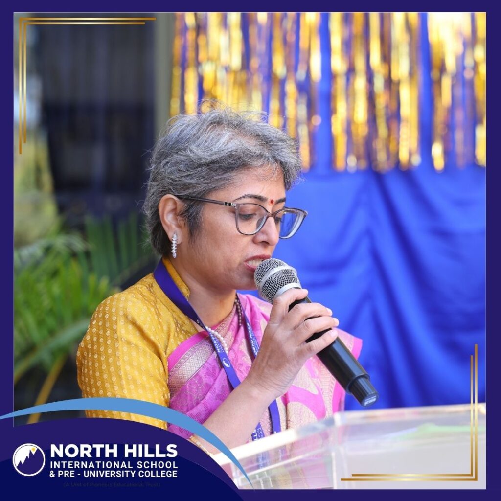 Teacher addressing graduation event