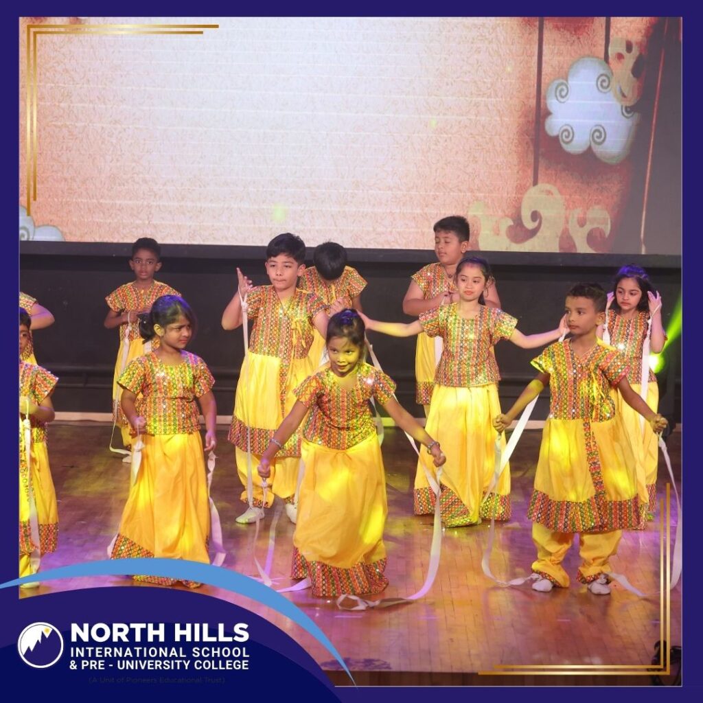 Students performing folk dance