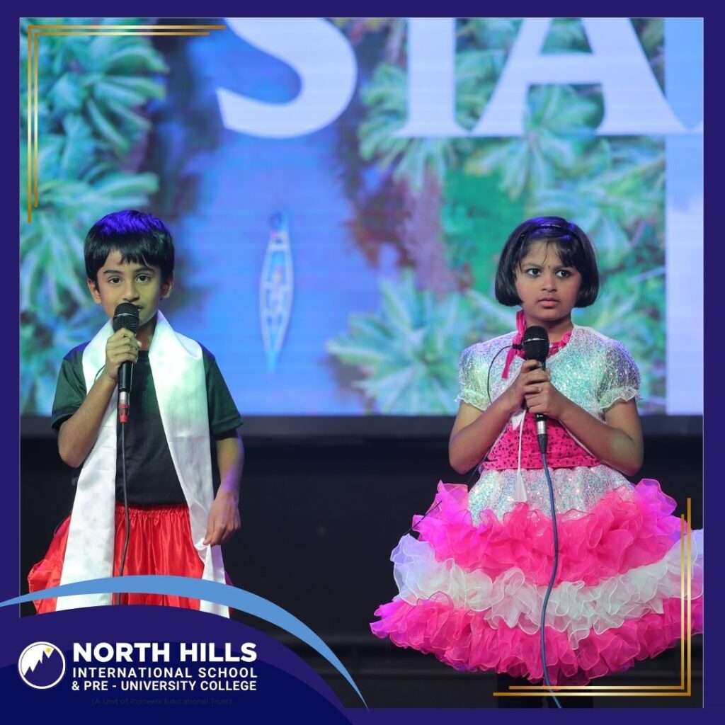 Students singing on stage