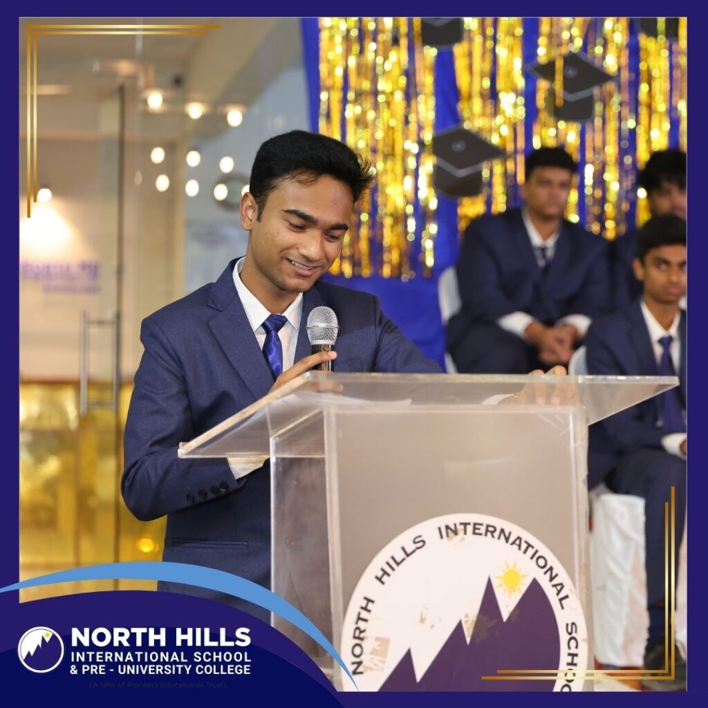 Student speaking at podium