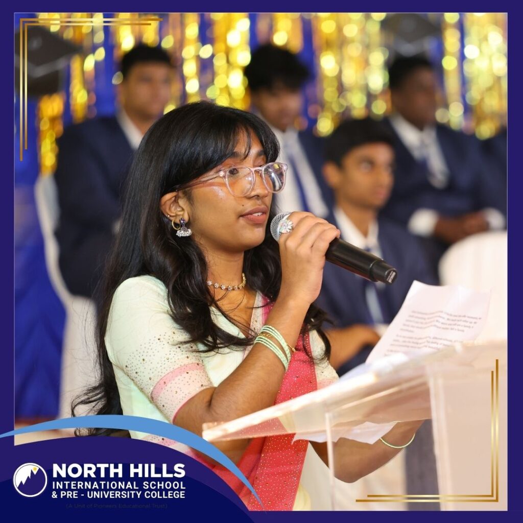 Student addressing graduation audience
