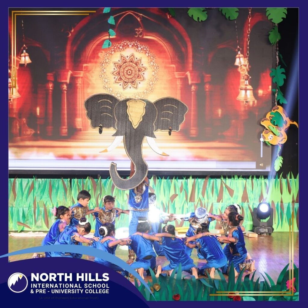 Students performing group dance