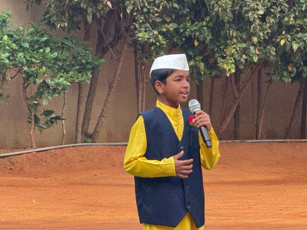 Student speaking on stage