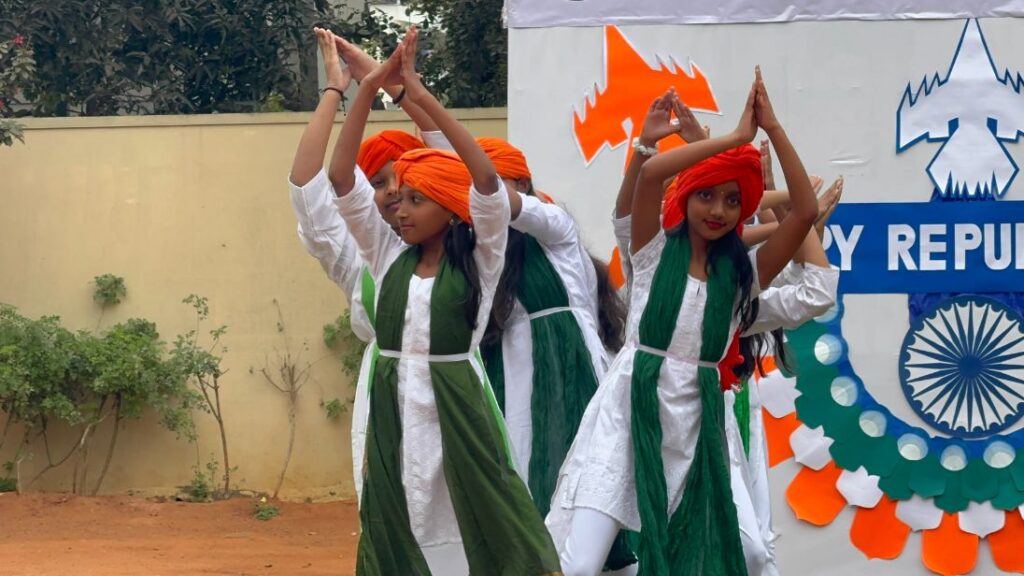 Students patriotic dance