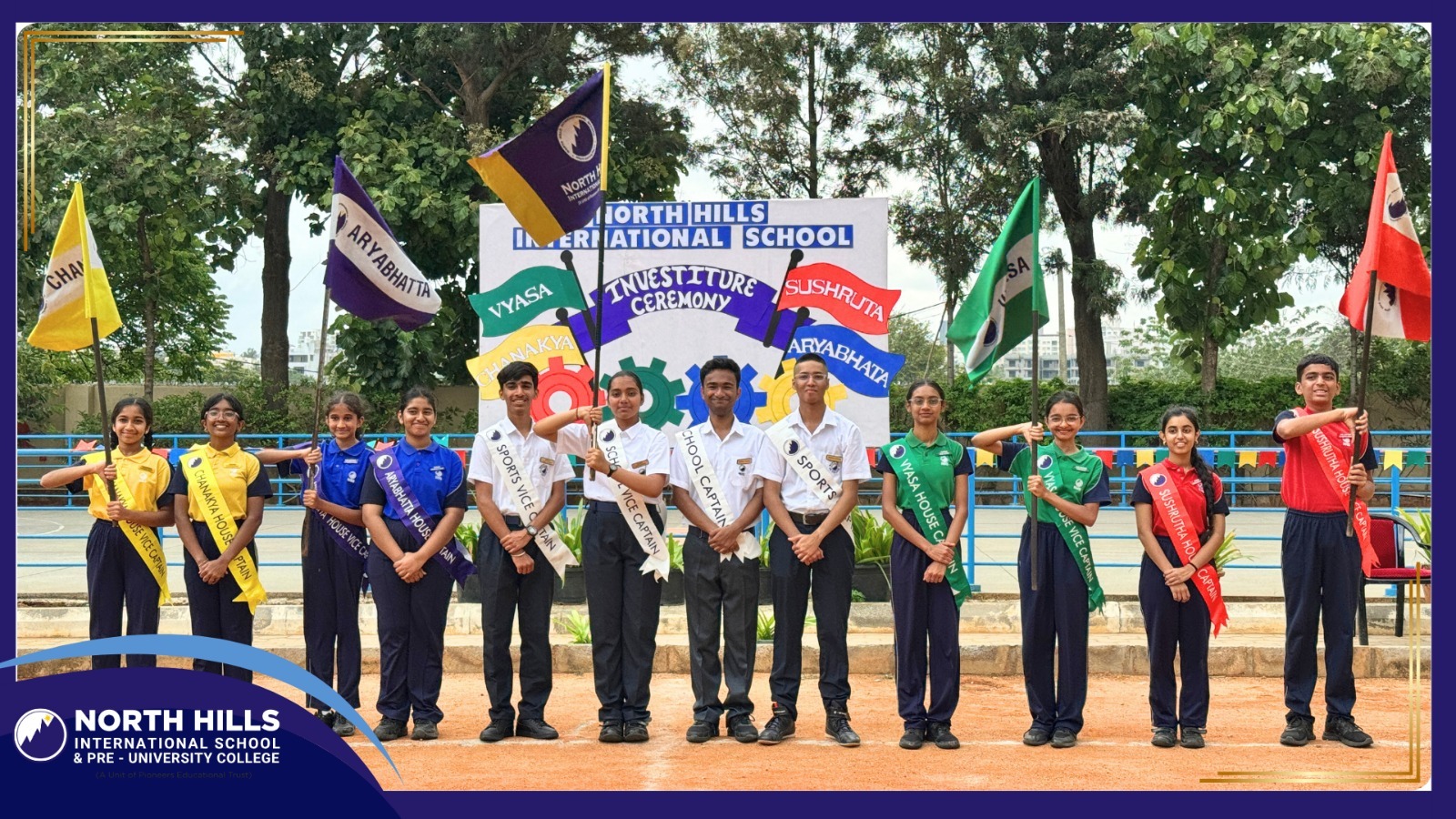 NHIS student council with house flags
